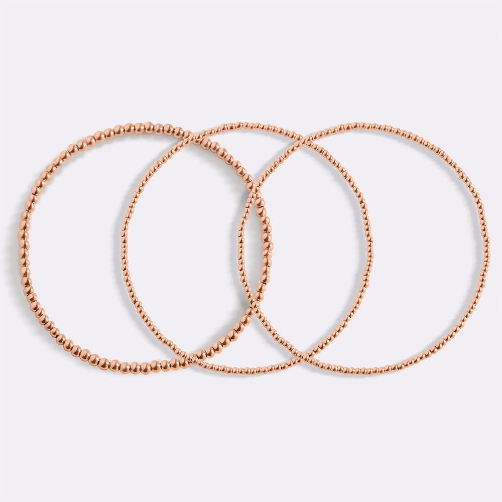 322 Beaded Bracelet Stacking Set - 18k Rose Gold Plated / 6.5"