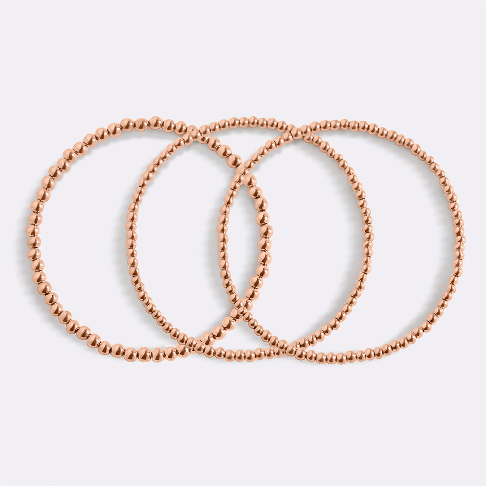 433 Beaded Bracelet Stacking Set - 18k Rose Gold Plated / 6.5"