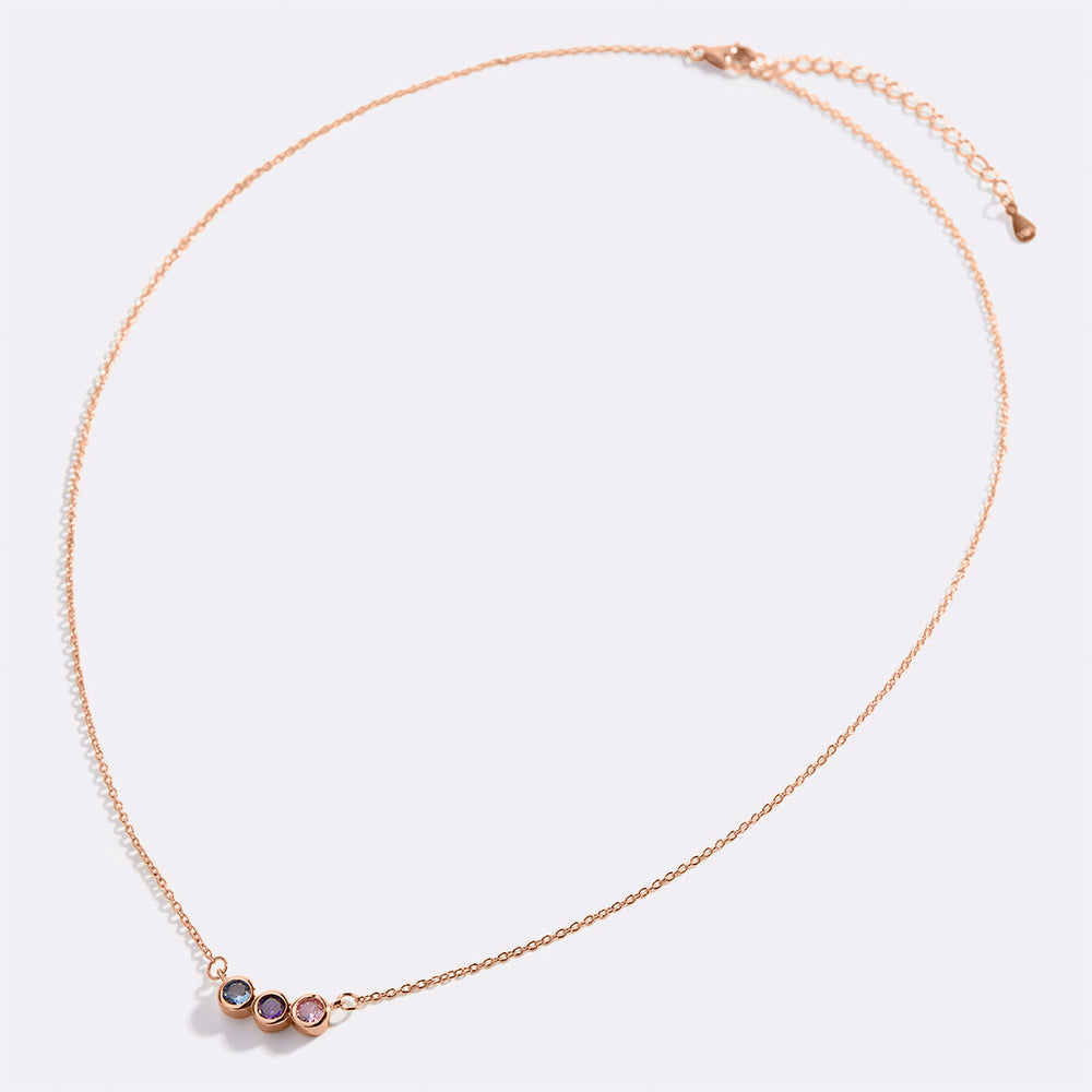 Dainty Family Birthstones Necklace - 18k Rose Gold over Sterling Silver / 5