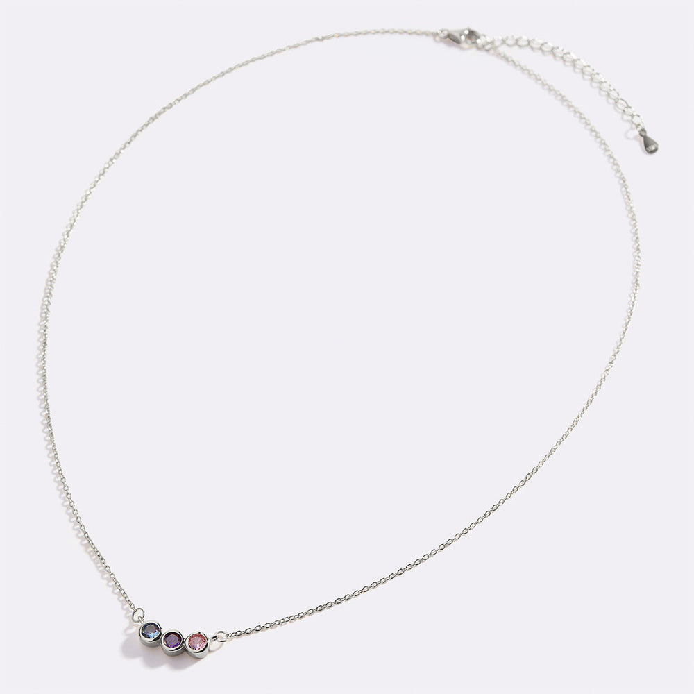 Dainty Family Birthstones Necklace - 925 Sterling Silver / 2