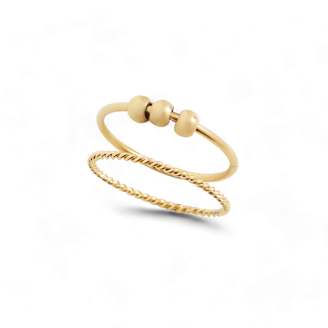 Dainty Stackable Beaded Fidget Ring Set