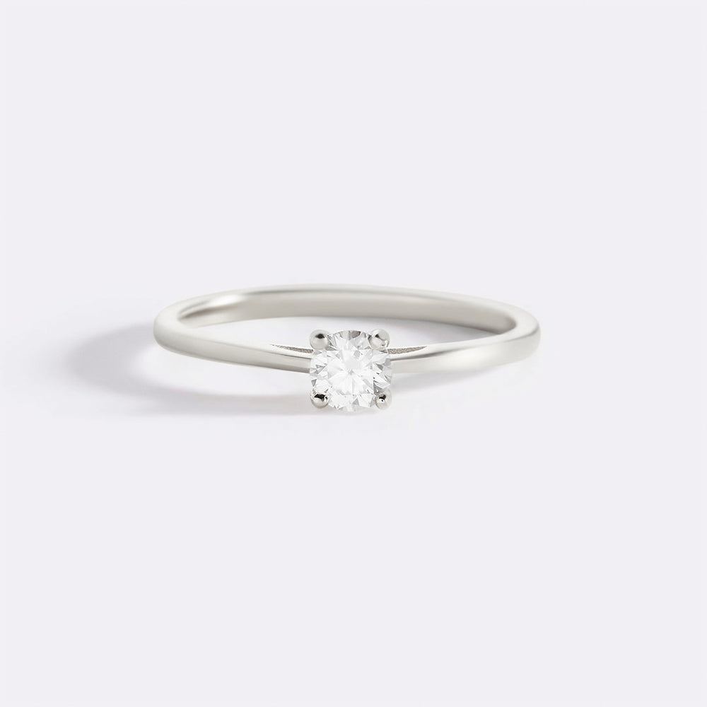 Solitaire Diamond Ring - 925 Sterling Silver / 10