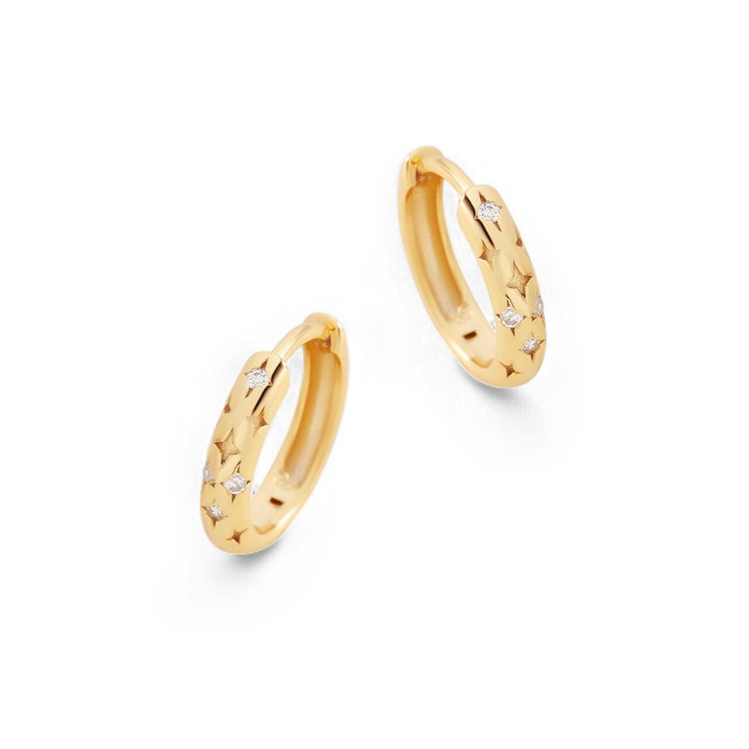 Falling Stars Huggie Hoop Earrings