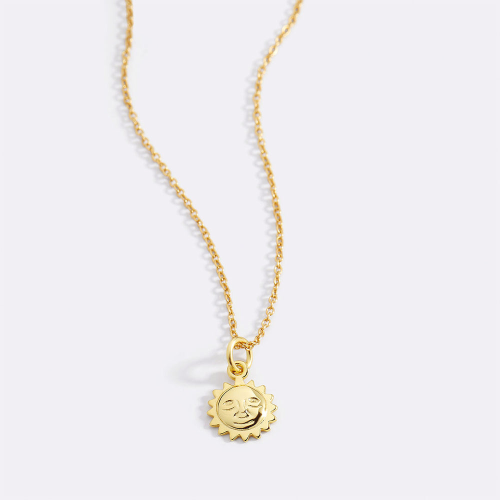 Sun Charm Pendant Necklace - 18k Gold Over Sterling Silver