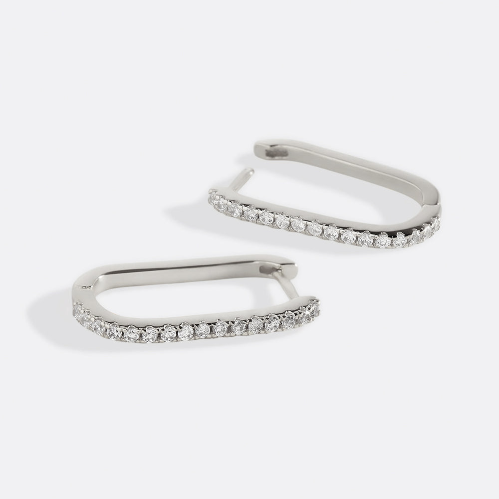 Quadratische Pavé-Creolen - Silver