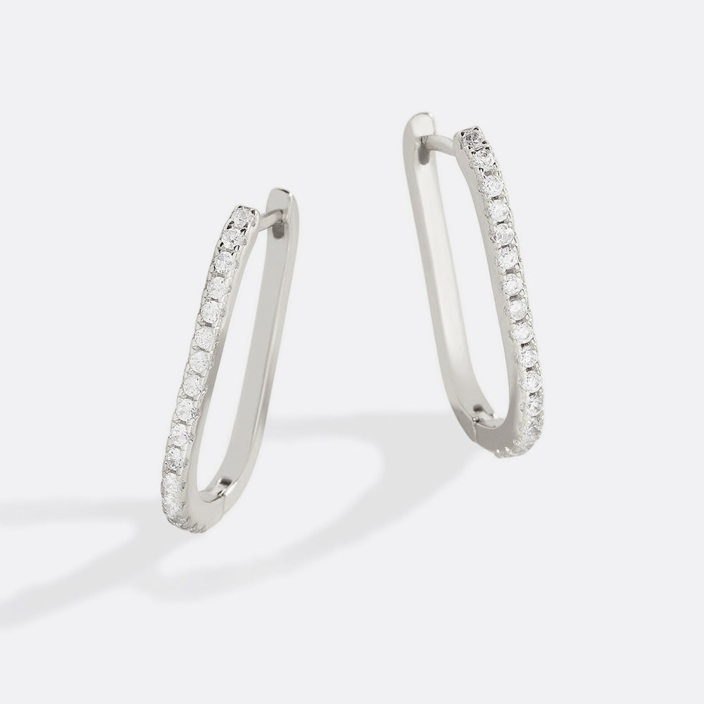 Quadratische Pavé-Creolen - Silver