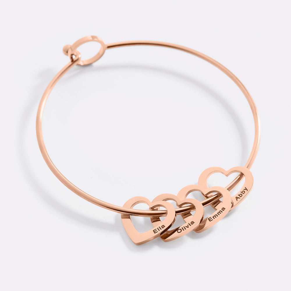 Personalized Hearts Love Bracelet - 18k Rose Gold Plated / 3