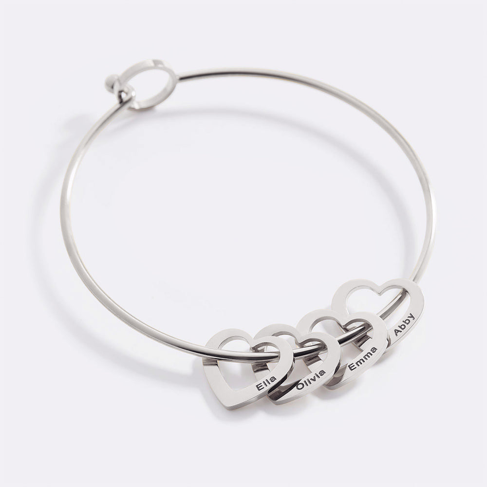 Personalized Hearts Love Bracelet - Silver / 1