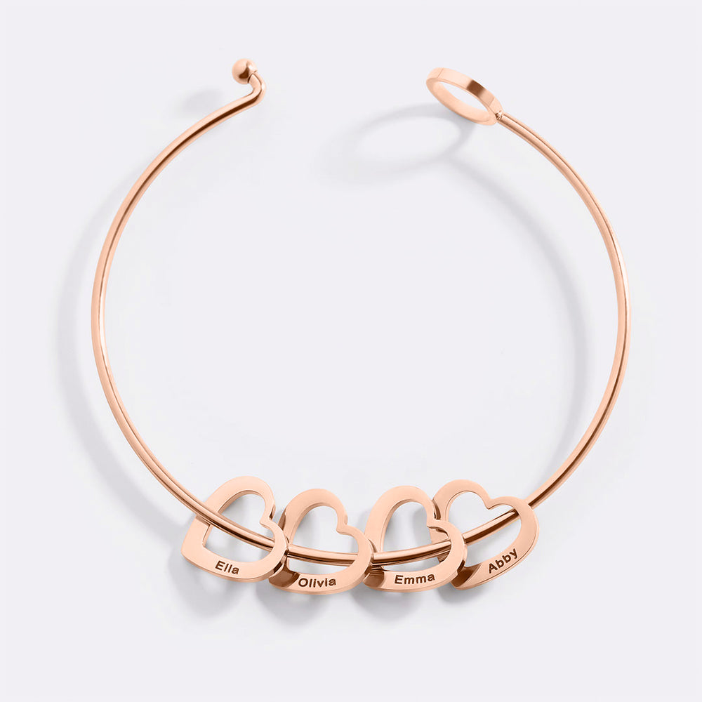 Personalized Hearts Love Bracelet - 18k Rose Gold Plated / 3