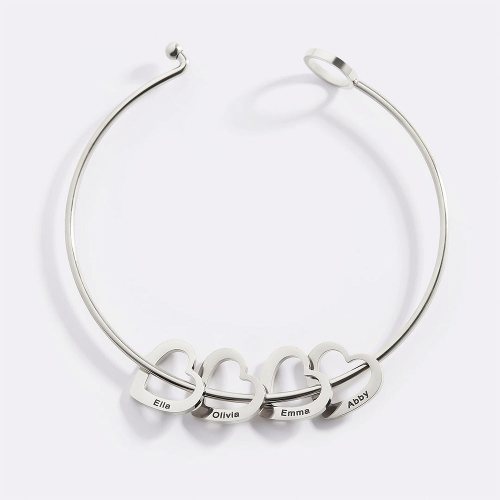 Personalized Hearts Love Bracelet - Silver / 1