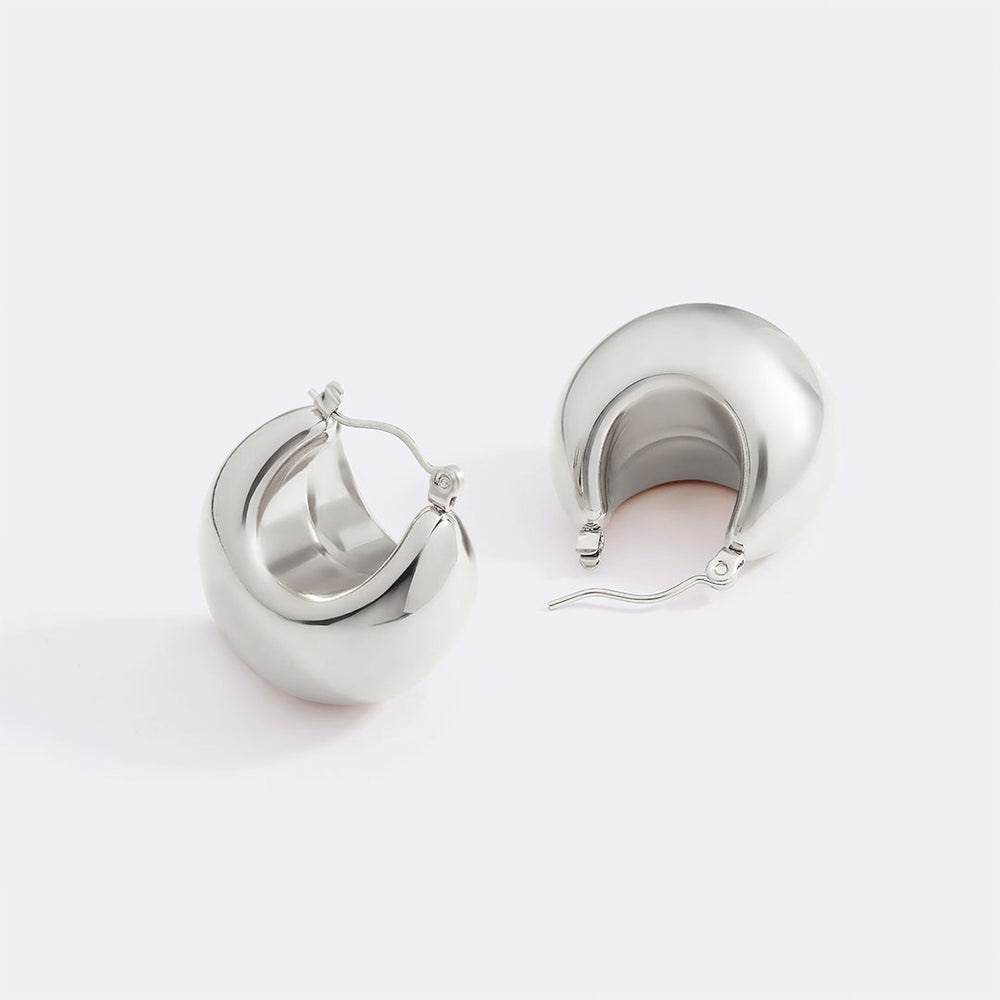 Sculpted Hoop Earrings - Silver