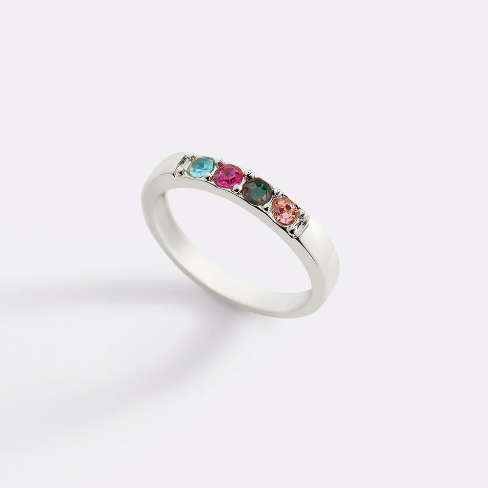 Stackable Birthstones Band Ring - Silver / 11
