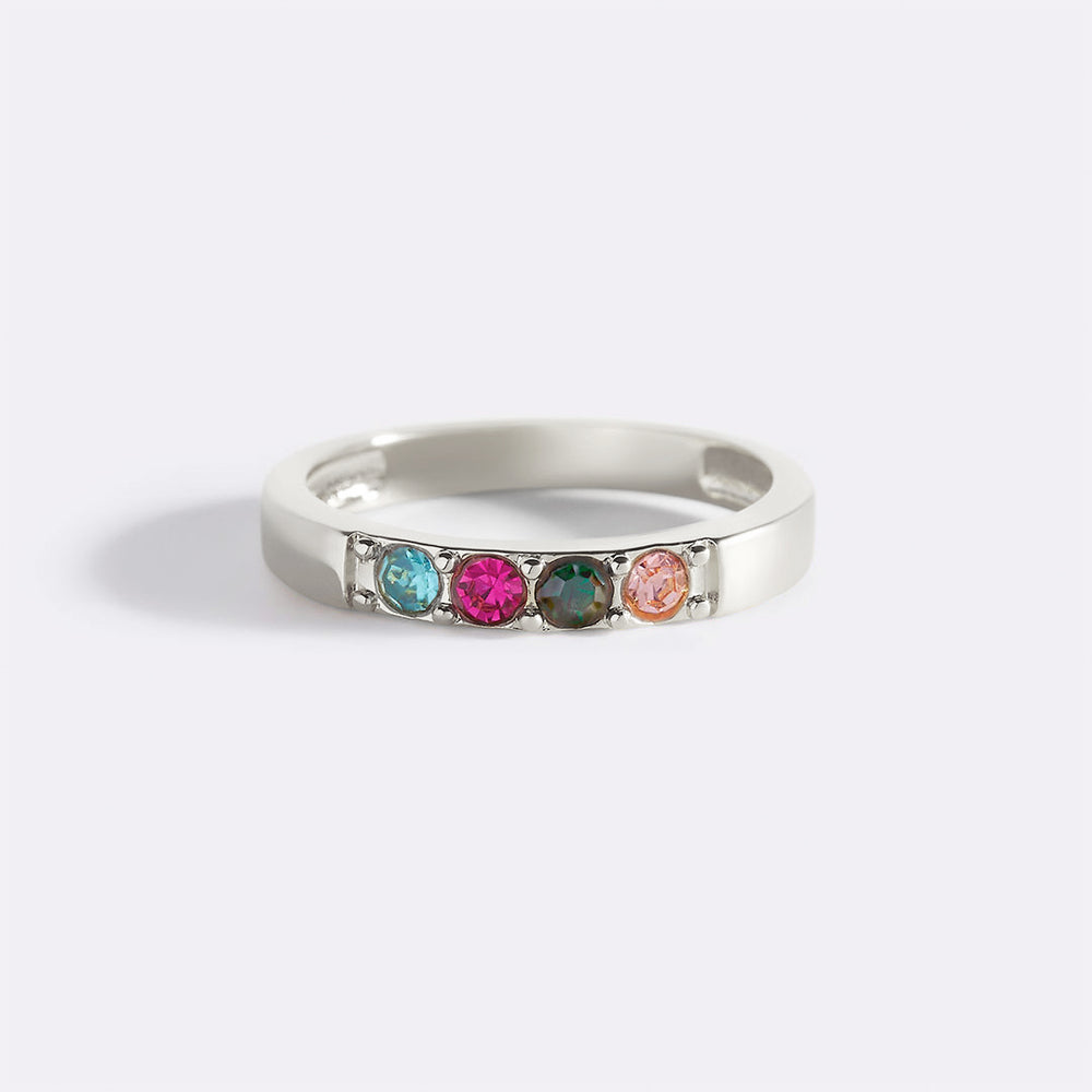 Stackable Birthstones Band Ring - Silver / 11