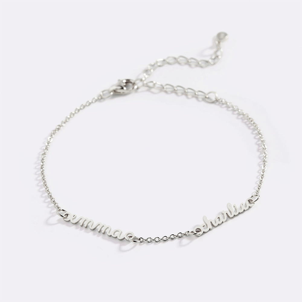Stella Dainty Multiple Name Bracelet - Silver / 7" + 1" / 1