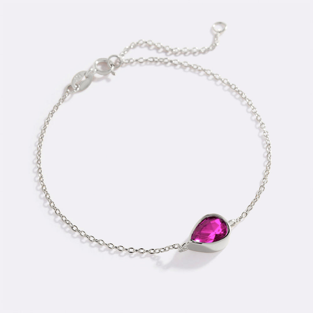 Teardrop Birthstone Bracelet - July Ruby