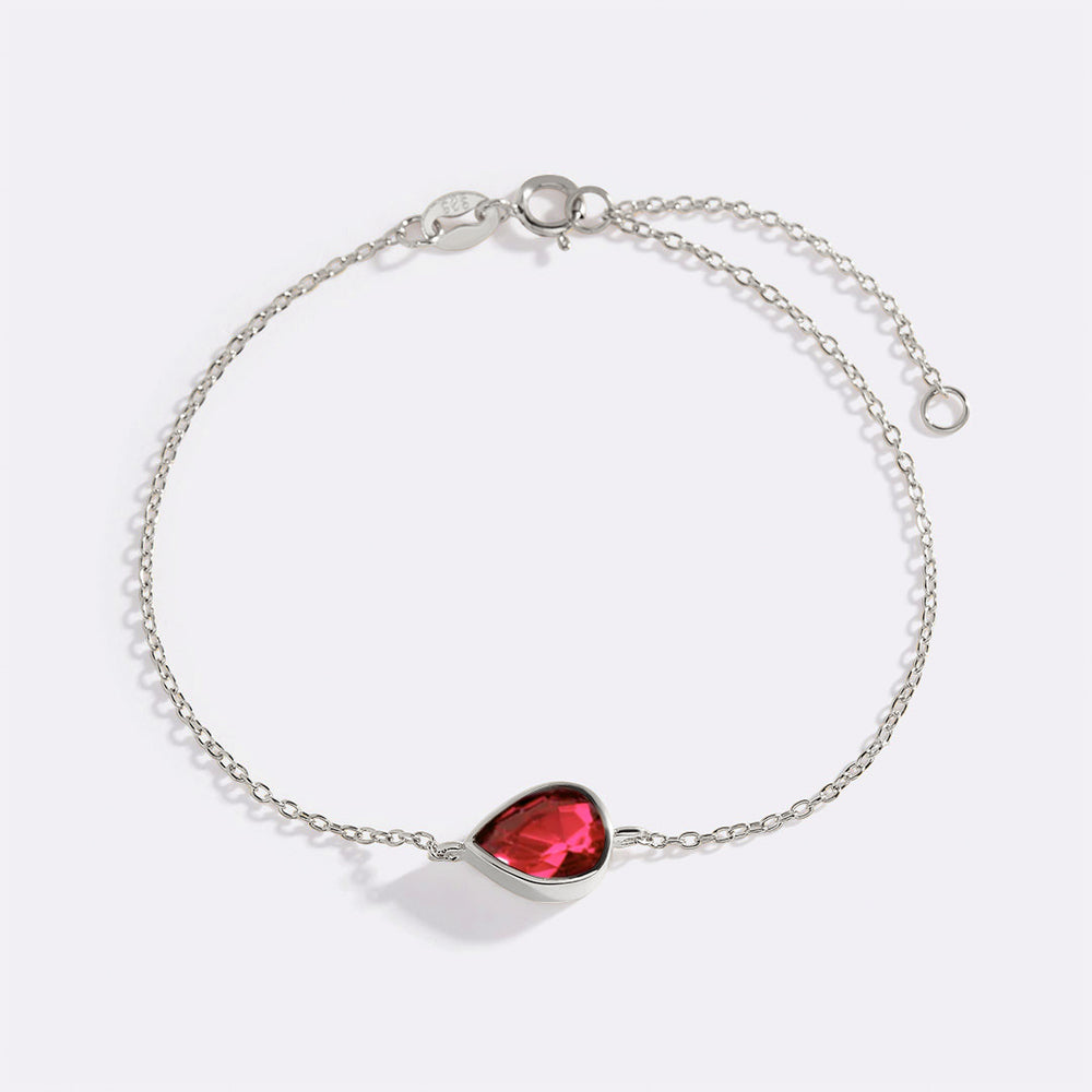 Teardrop Birthstone Bracelet - January Garnet