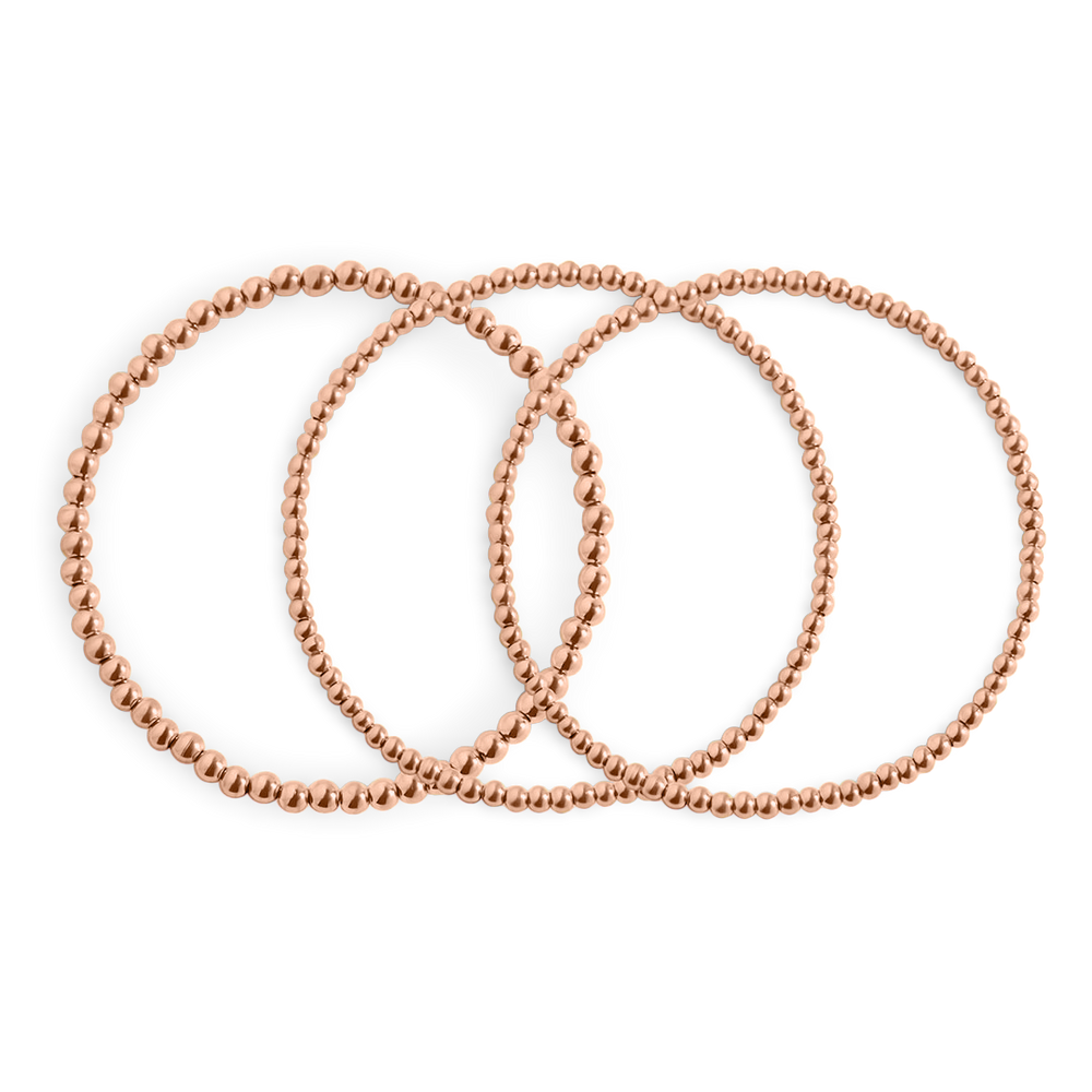 433 Beaded Bracelet Stacking Set - 18k Rose Gold Plated / 6.5"