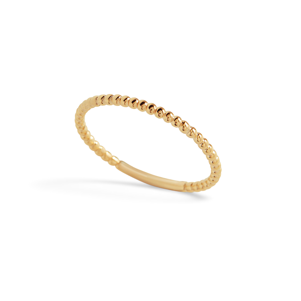 Gold Dainty Stacking Beaded Ring - 18k Gold Over Brass / 7