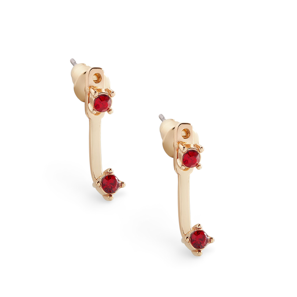 Birthstone Drop Ear Jacket Earrings - January Garnet