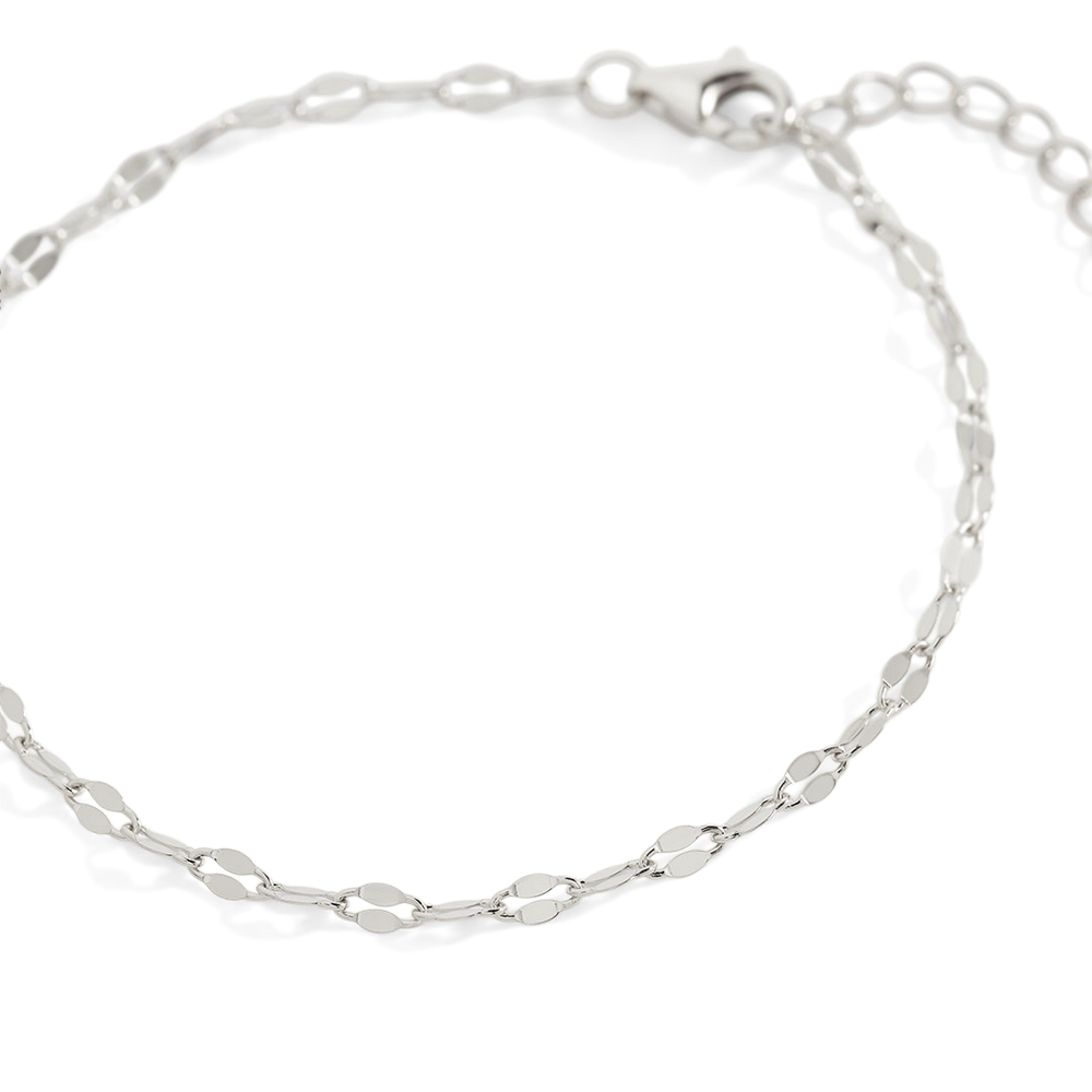 Silver chain bracelet on a white background
