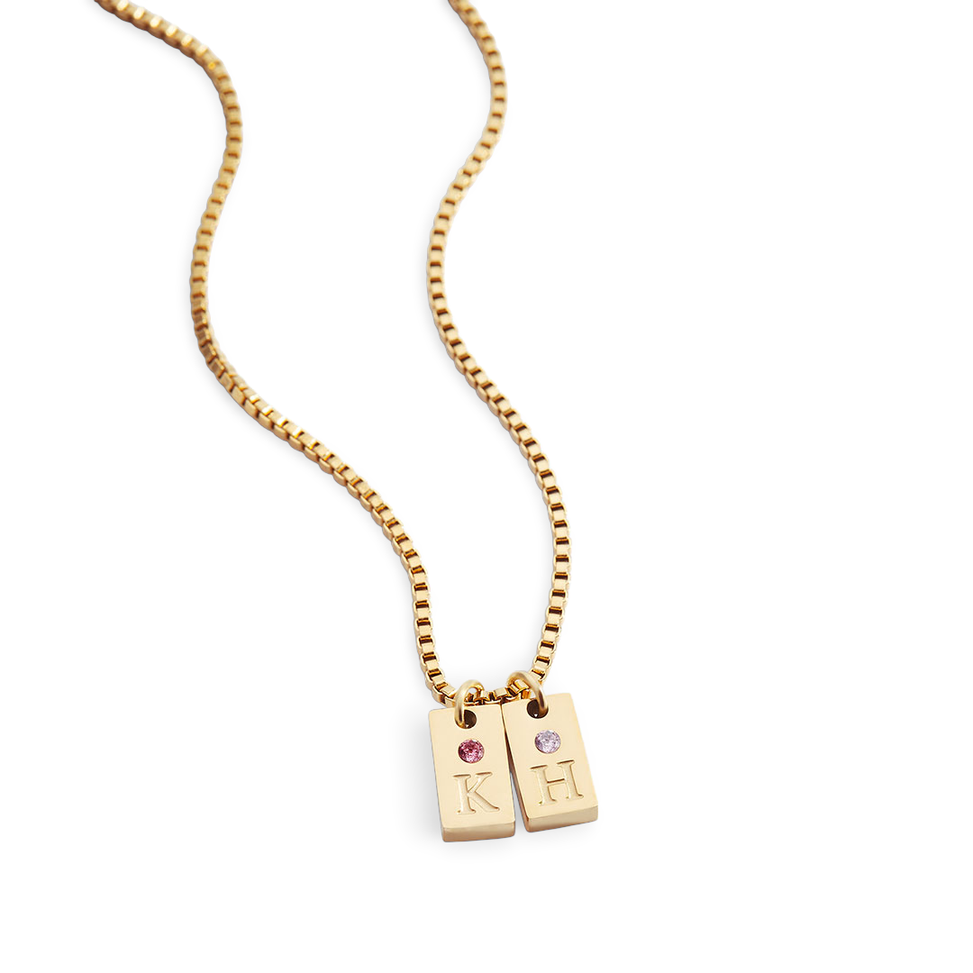 Dainty Pave Tag Initial Necklace