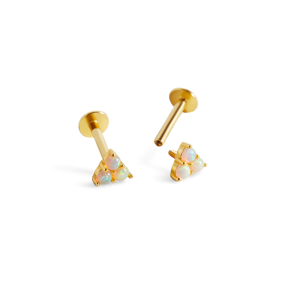 Opal Trio Sleeper Stud Earrings | 18g - 18k Gold Over Sterling Silver