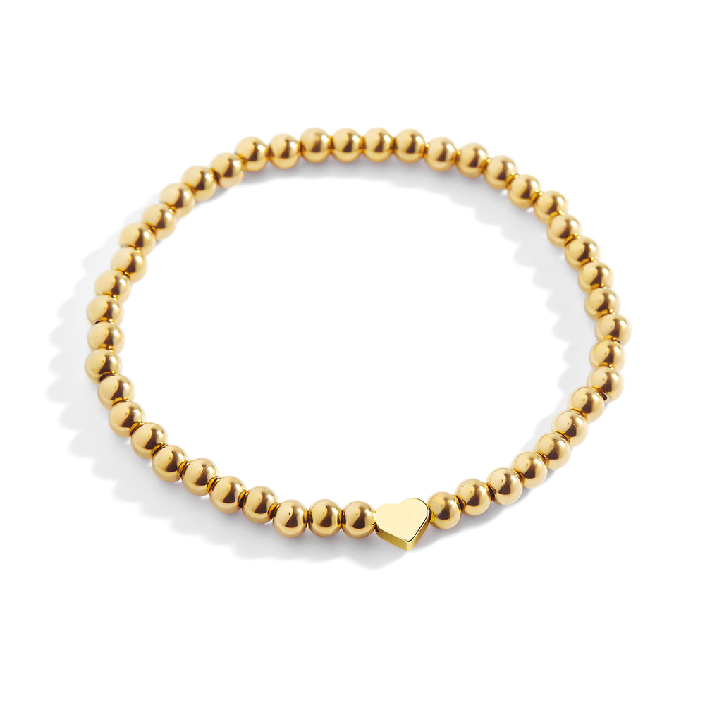 Heart Beaded Stacking Bracelet - 6.5"