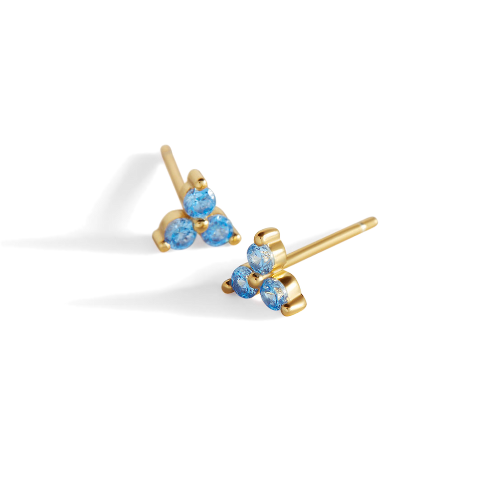 Trinity Birthstone Stud Earrings - 925 Sterling Silver / September Sapphire