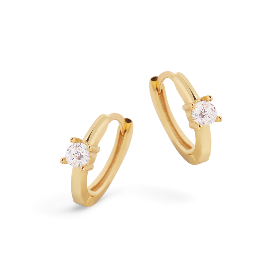 Zierliche Single Stone Huggie Hoops