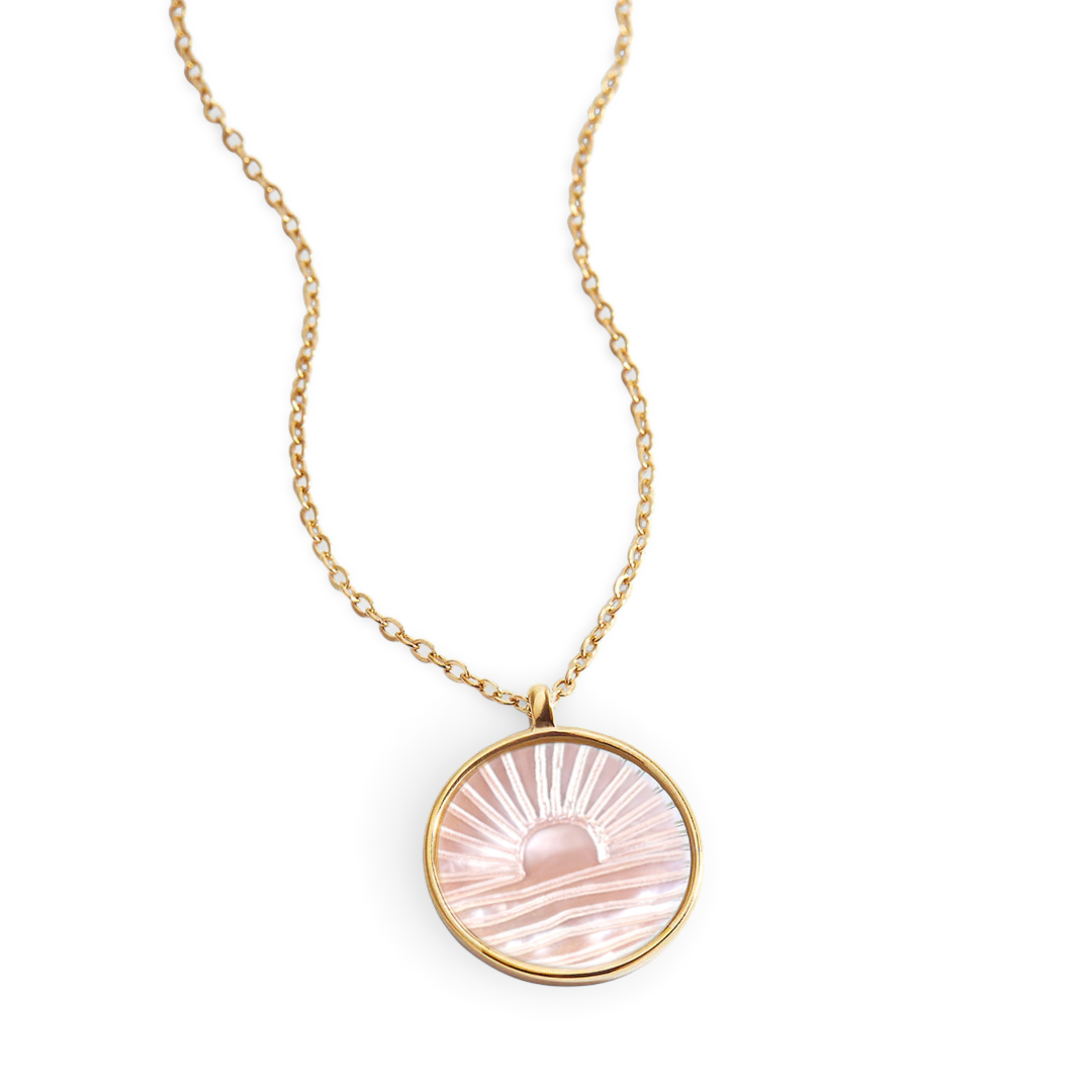 Mother of Pearl Sunrise Pendant Necklace