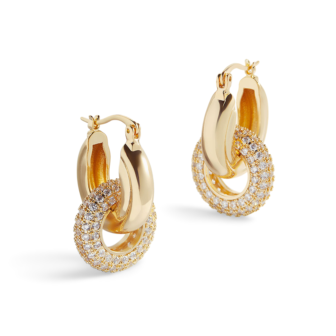 Pavé Interlock Hoop Earrings