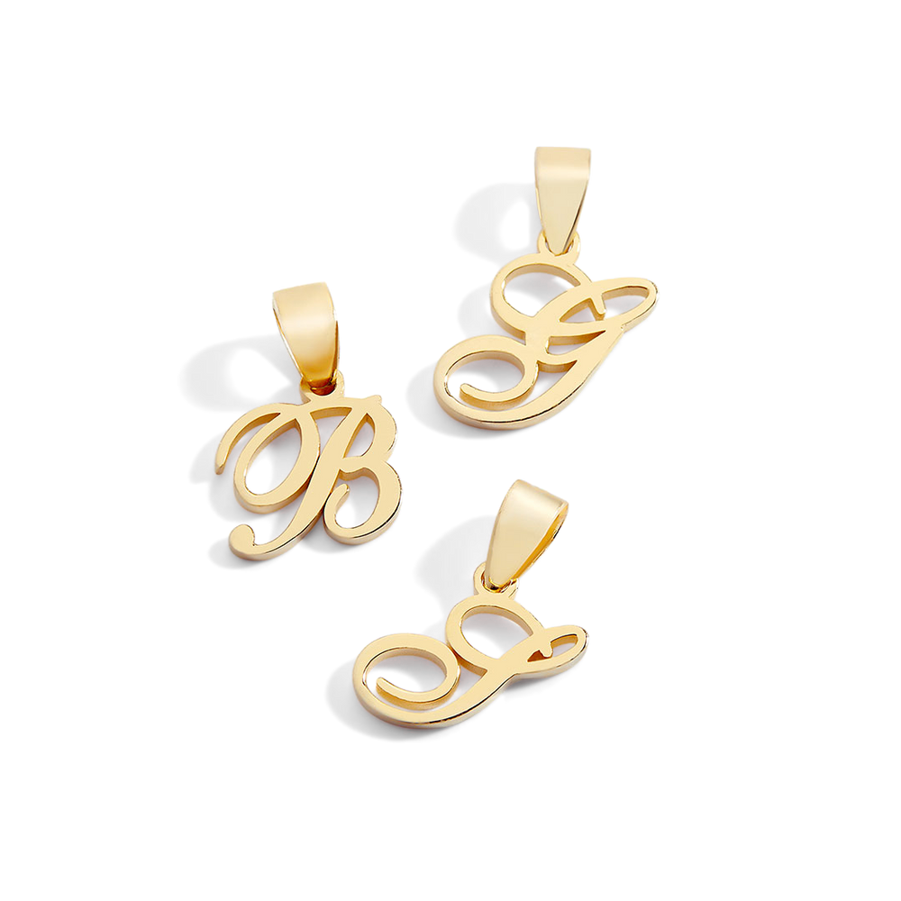 Romantic Initial Charm Pendant - 18k Gold Over Sterling Silver / A