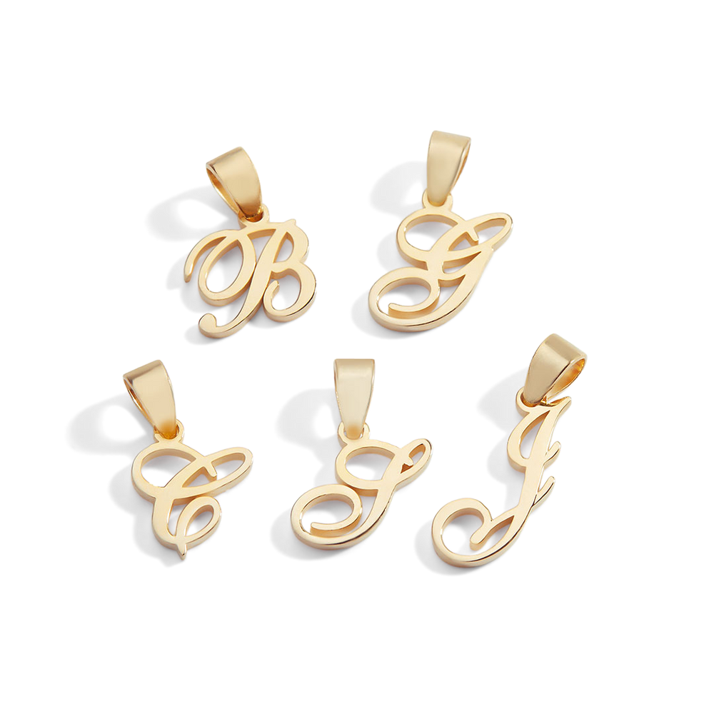 Romantic Initial Charm Pendant - 18k Gold Over Sterling Silver / A