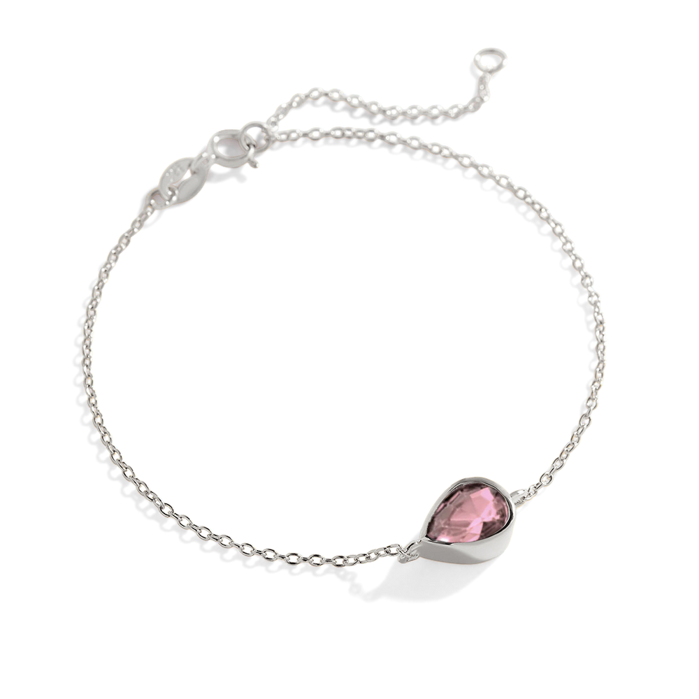Teardrop Birthstone Bracelet - October Pink Tourmaline