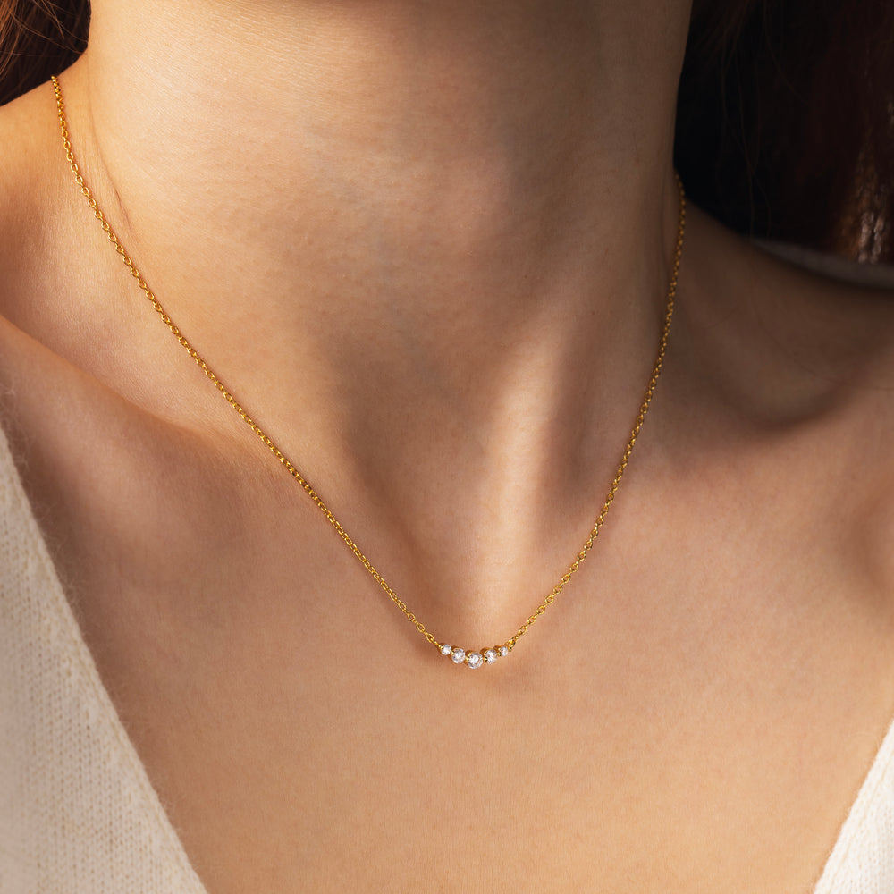 Mini Arc Diamond Necklace - Gold