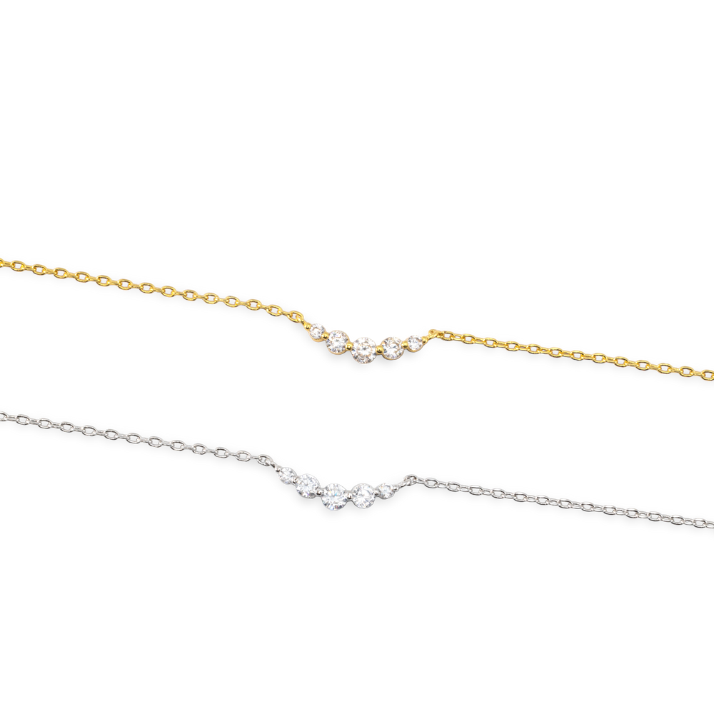Mini Arc Diamond Necklace - Silver
