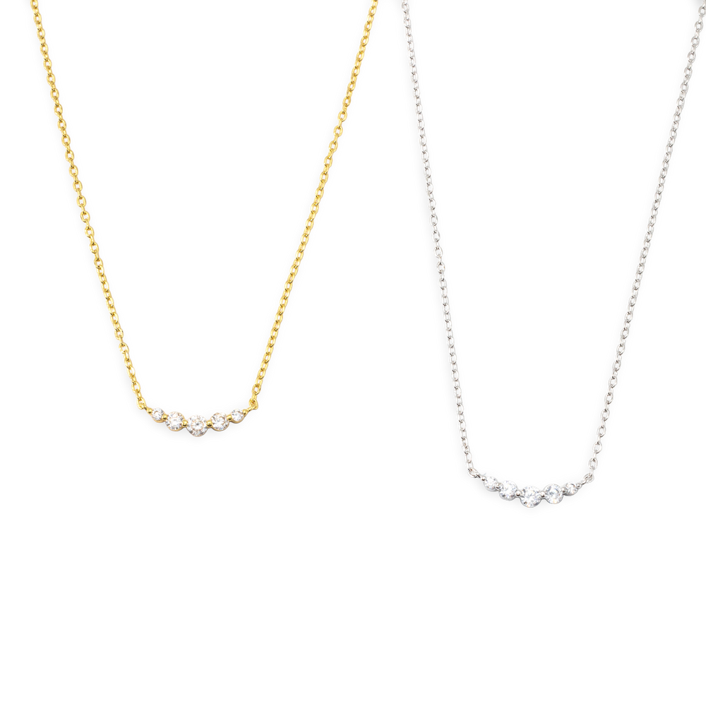 Mini Arc Diamond Necklace - Silver
