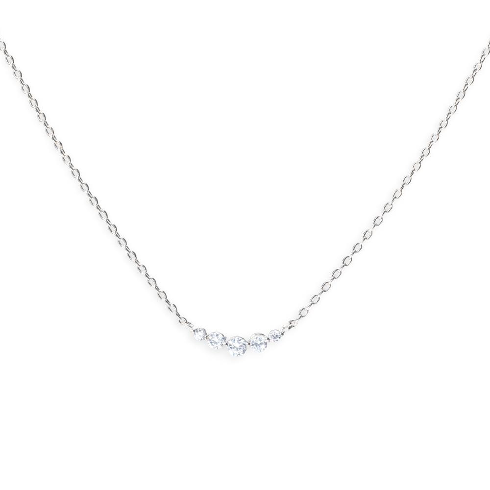 Mini Arc Diamond Necklace - Silver