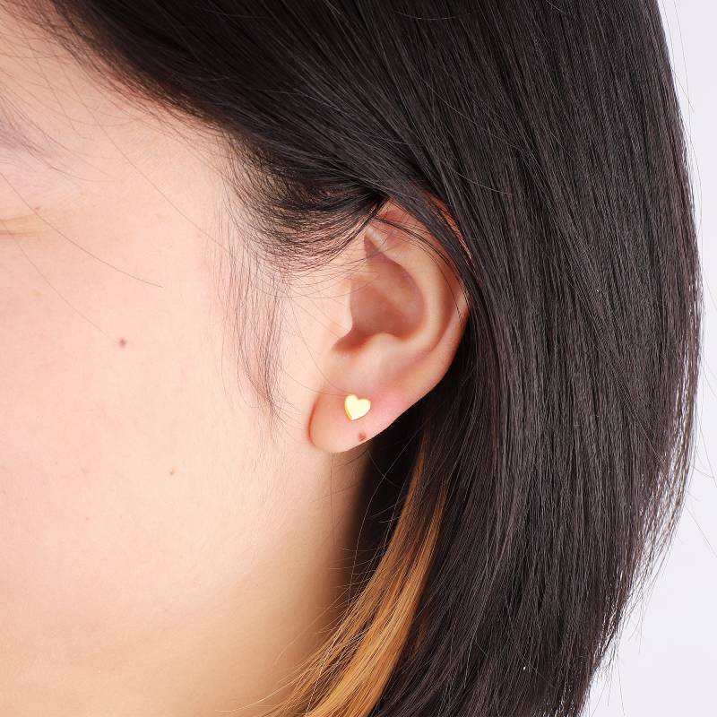 Mini Heart Stud Earrings - 18k Gold Plated