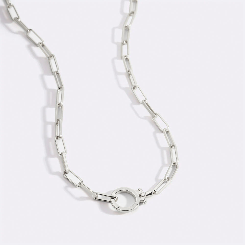 Mint Paperclip Necklace - Silver / 18"