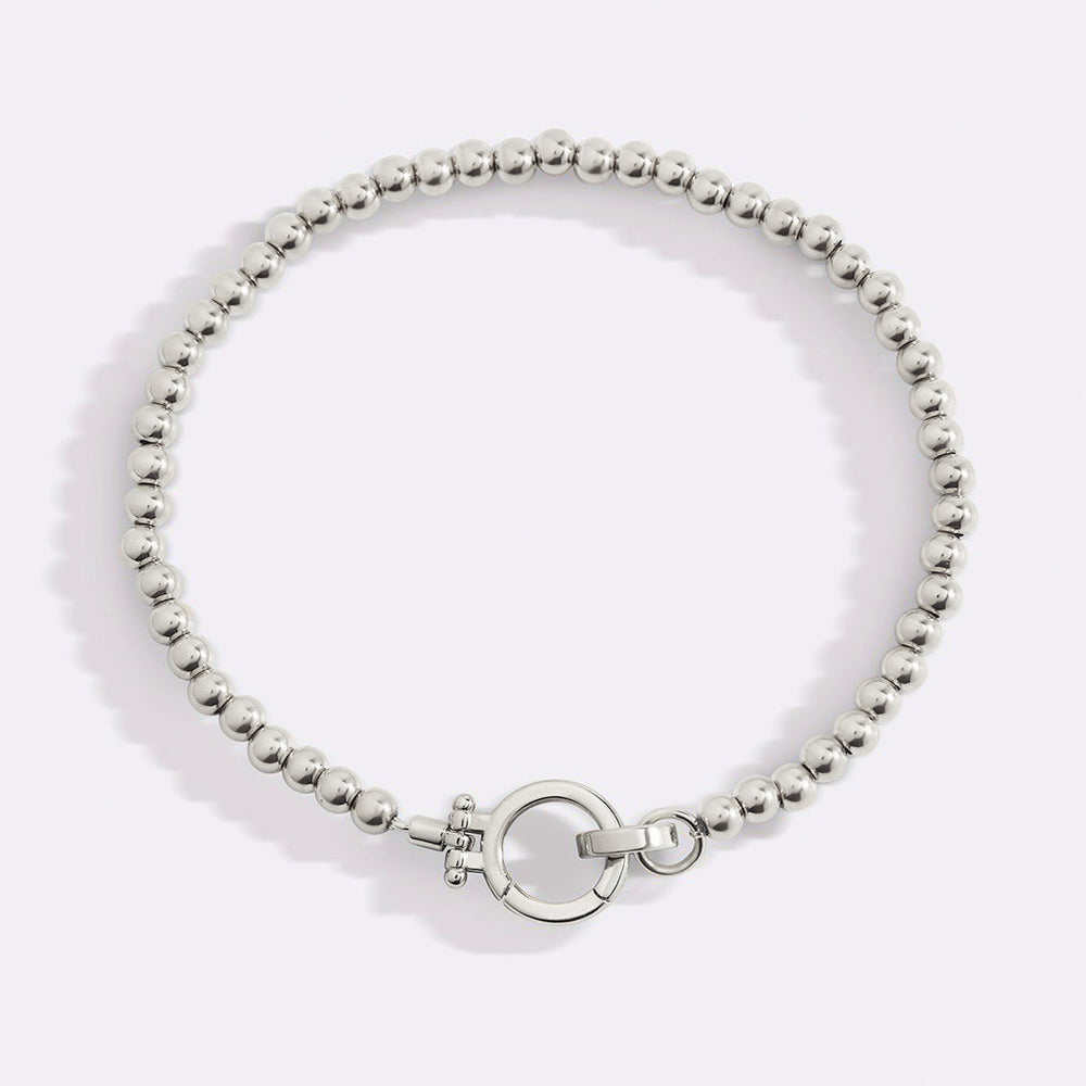 Mint Beaded Bracelet - Silver / 7.5"