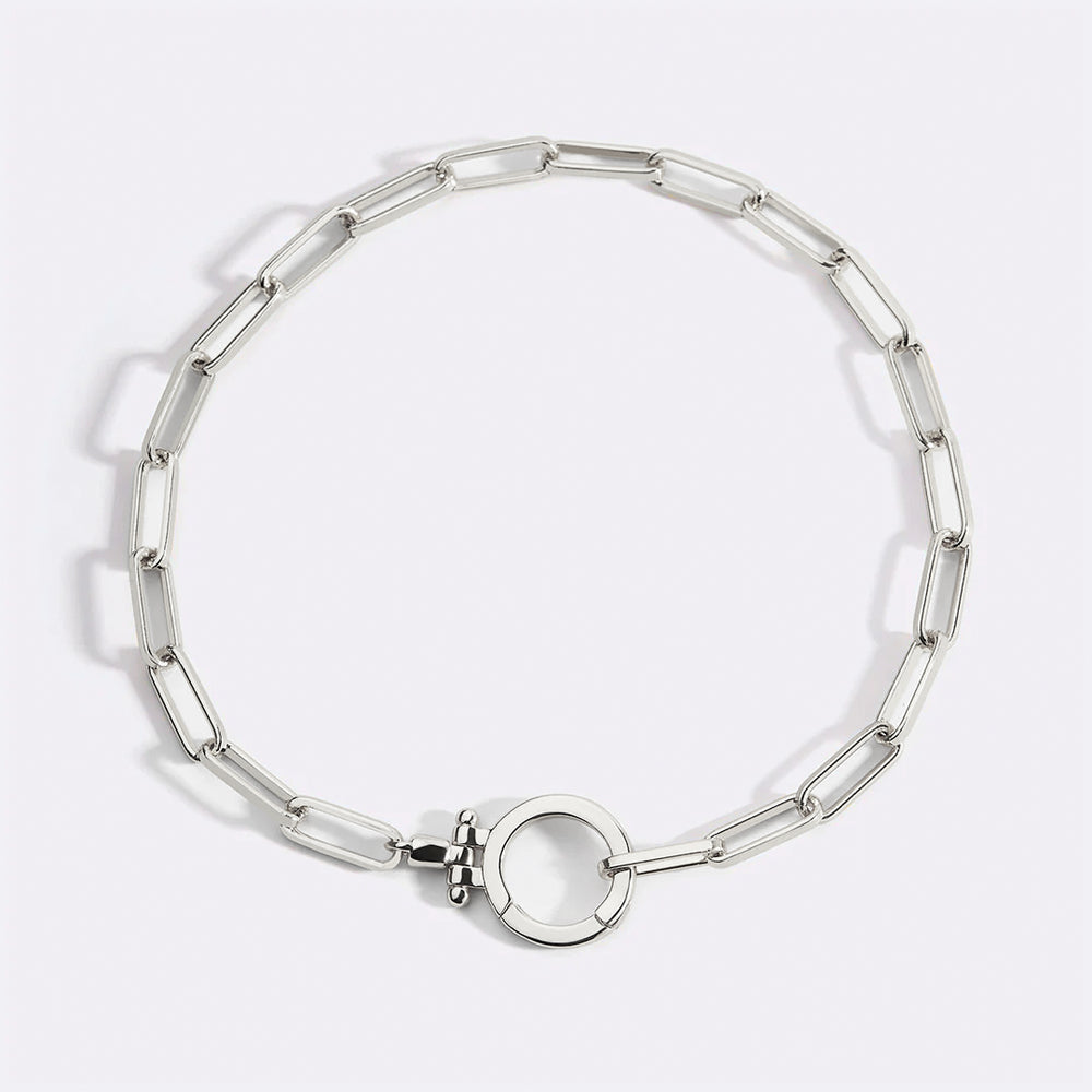 Mint Paperclip Bracelet - Silver / 7.5"