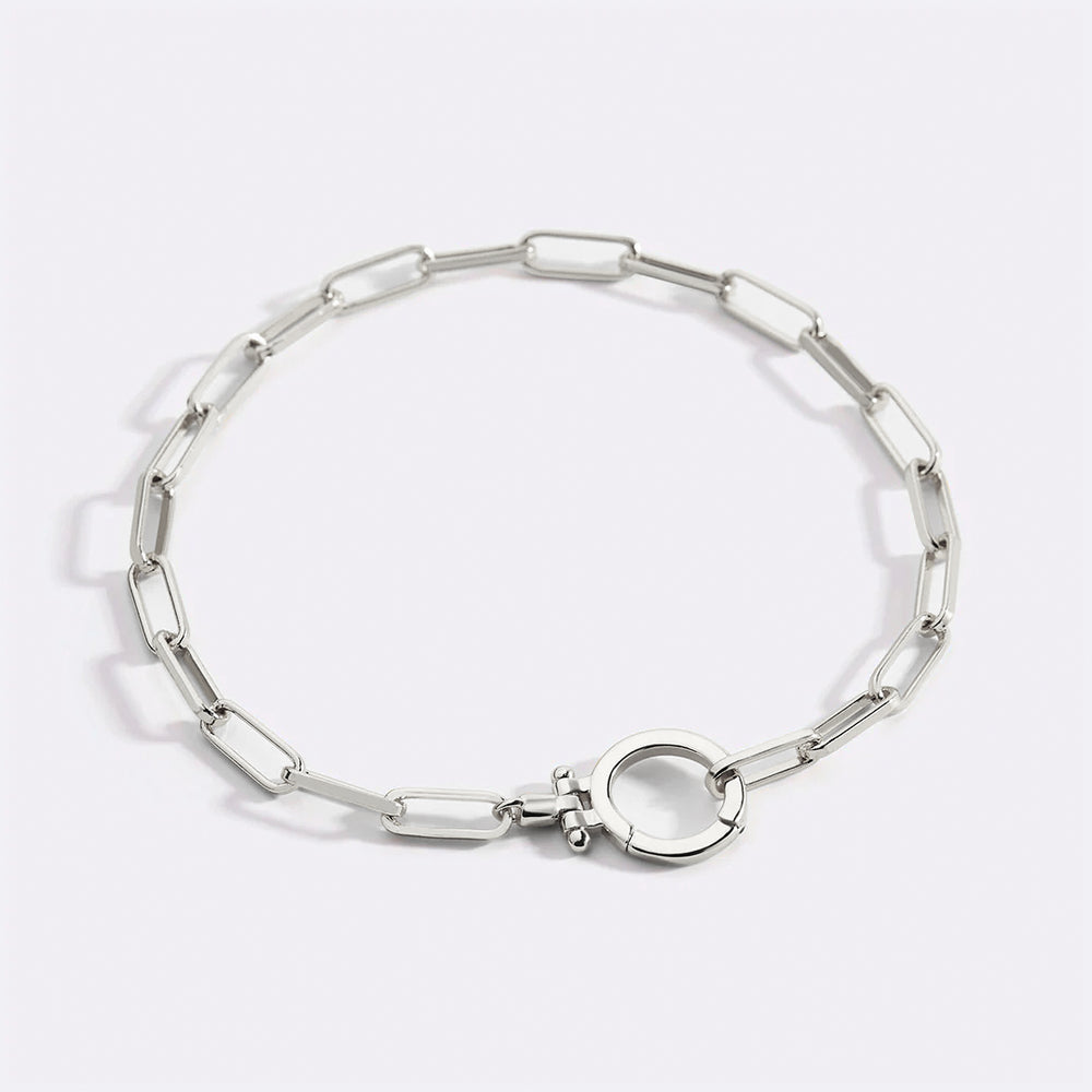 Mint Paperclip Bracelet - Silver / 7.5"