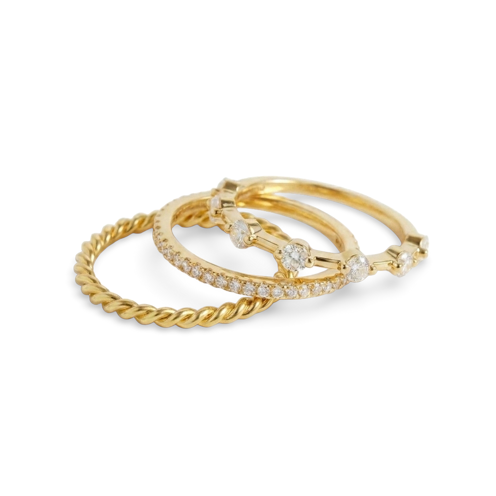 Modern Ring Stack - 18k Gold Over Sterling Silver / 7