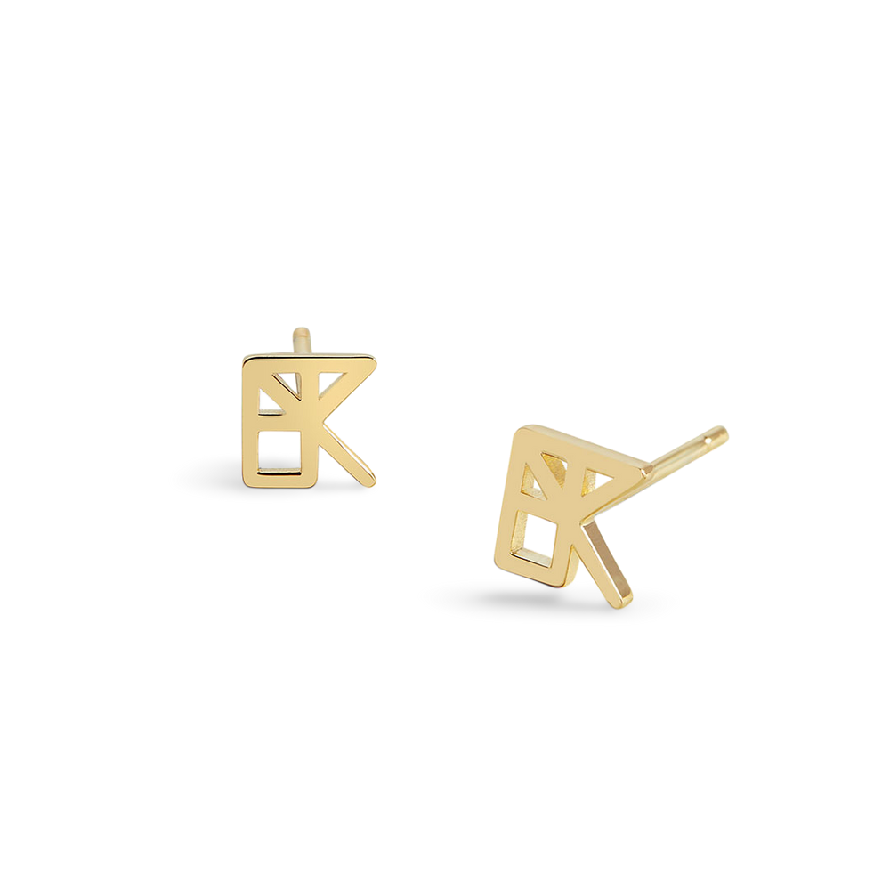 Monogram Name Earrings - 18k Gold Plated / Tiny - About 0.25"
