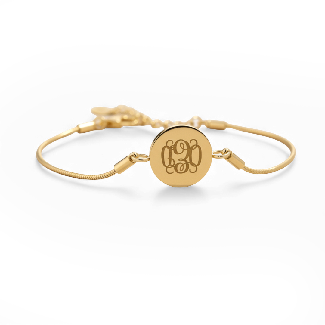 Monogram Initial Disc Bracelet