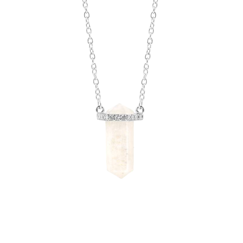 Moonstone Point Pave Pendant Necklace - Default Title