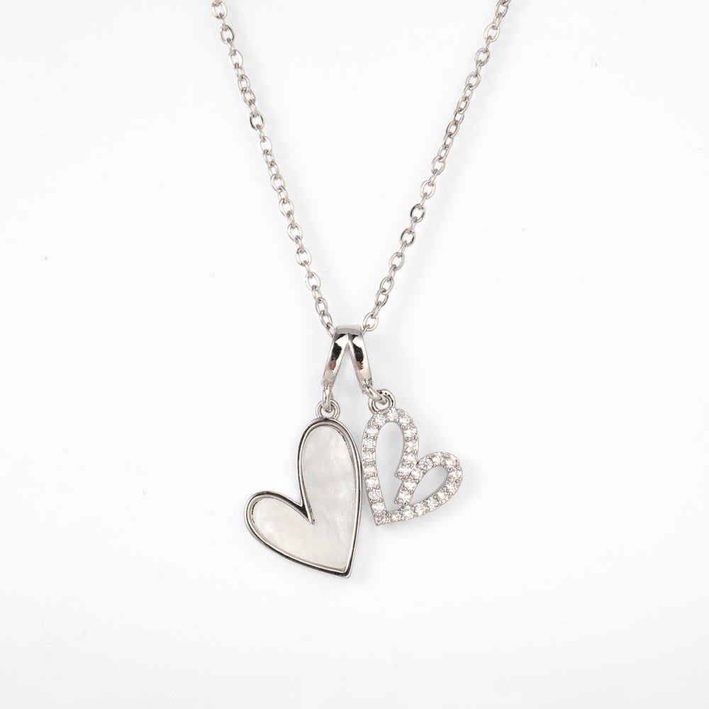 Necklace with heart-shaped pendants on a white background