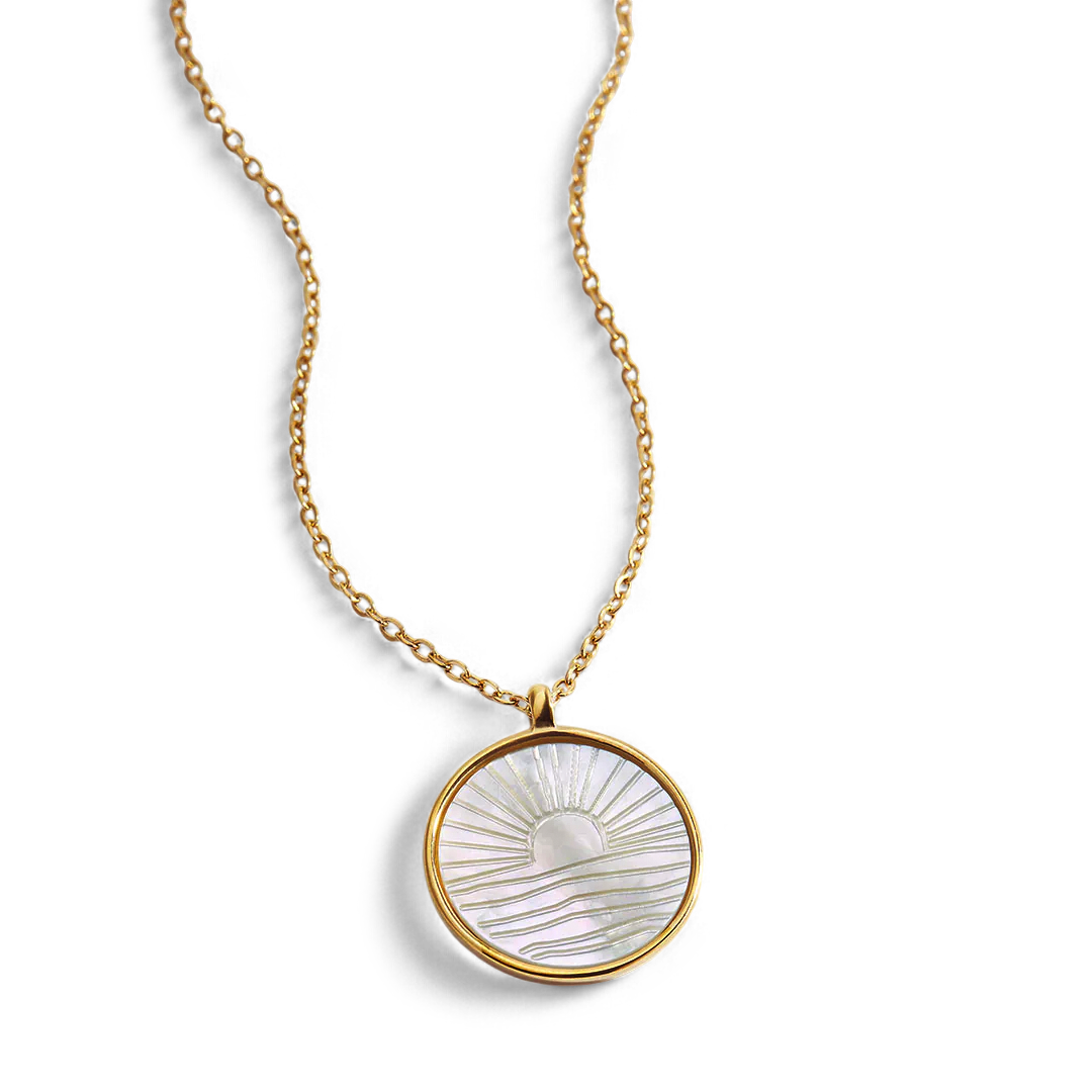 Mother of Pearl Sunrise Pendant Necklace