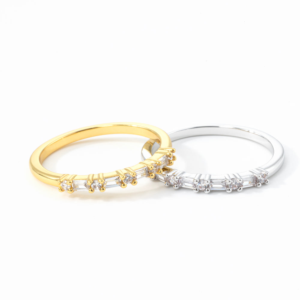 Multi Gem Baguette Stacking Ring - Gold / 5